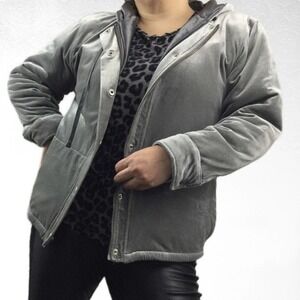 Vintage Liz Claiborne Liz Sport gray velvet satin lined hooded coat